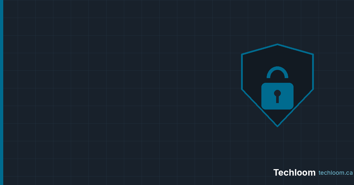 Techloom cybersecurity update backdrop with shield and padlock