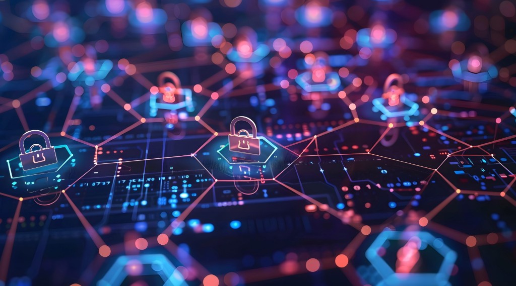 Padlocks on a network graphic. Stock photography for illustrative context, not a Techloom office.